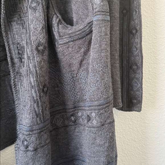 Johnny Was Biya Norns Haag Duster Gray Embroidered Aztec Native Cardigan M - Picture 5 of 16